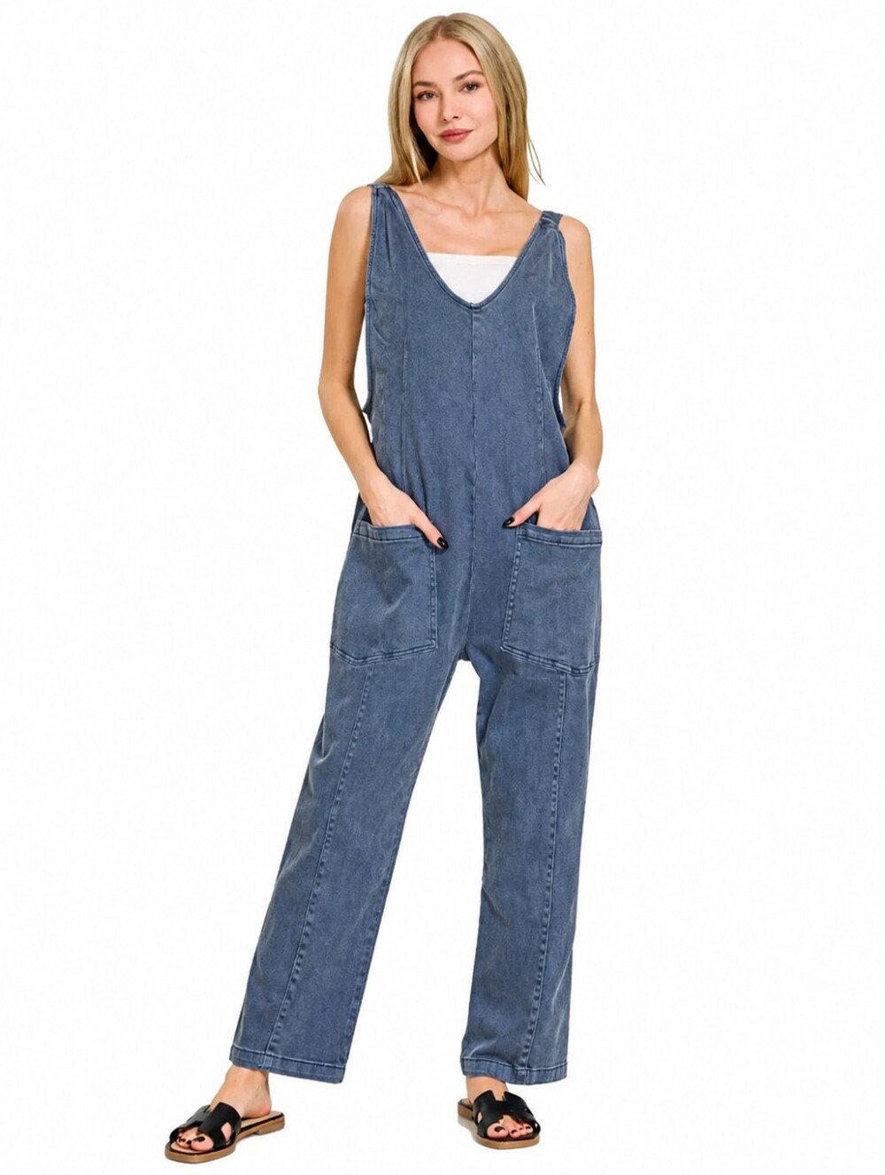 Zenana Casual Adjustable Strap Baggy Jumpsuit With Pocket